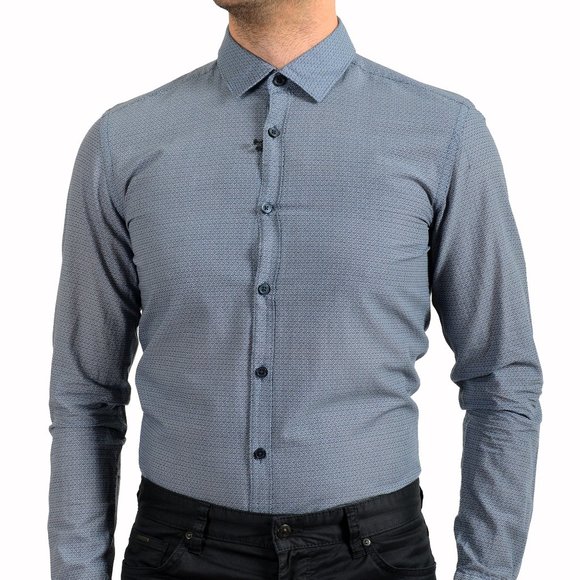 Hugo Boss Men's "Rikki_53" Slim Fit Geometric Print Long Sleeve Casual Shirt - Picture 4 of 9